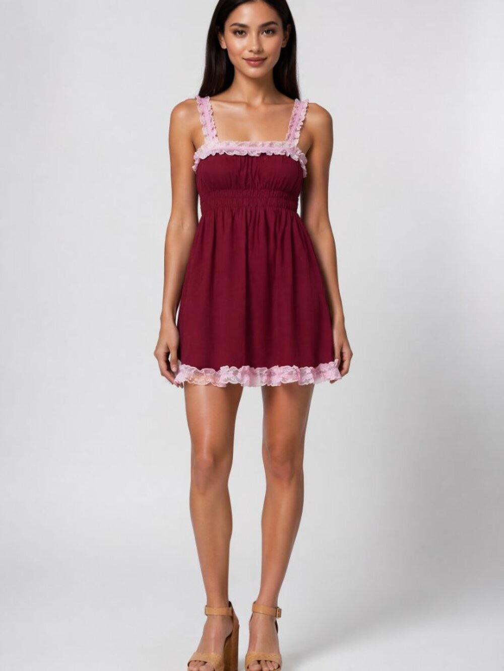 Cute brick red jersey knit Mackenzie dress